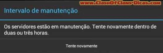 servidores Clash of clans em manutenção