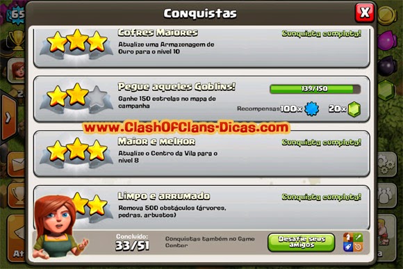 Completar conquistas clash of clans dicas