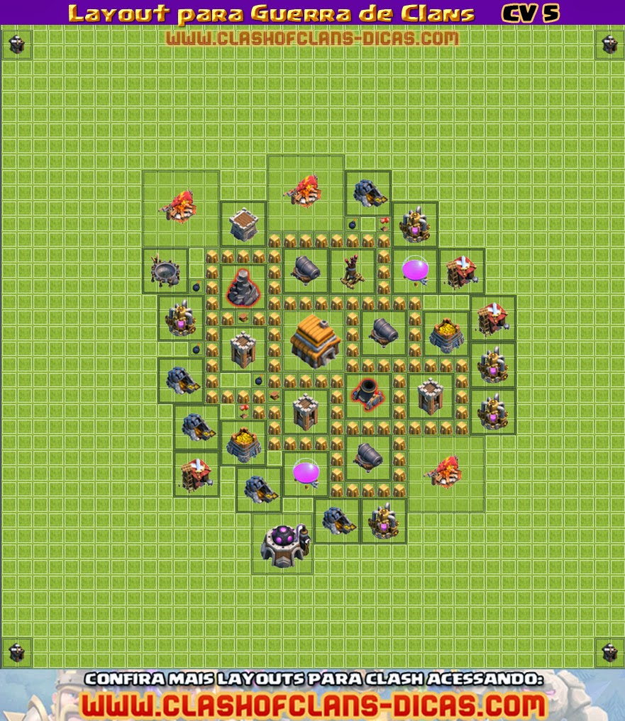 Layout  CV 5 para Guerra de Clans - dicas