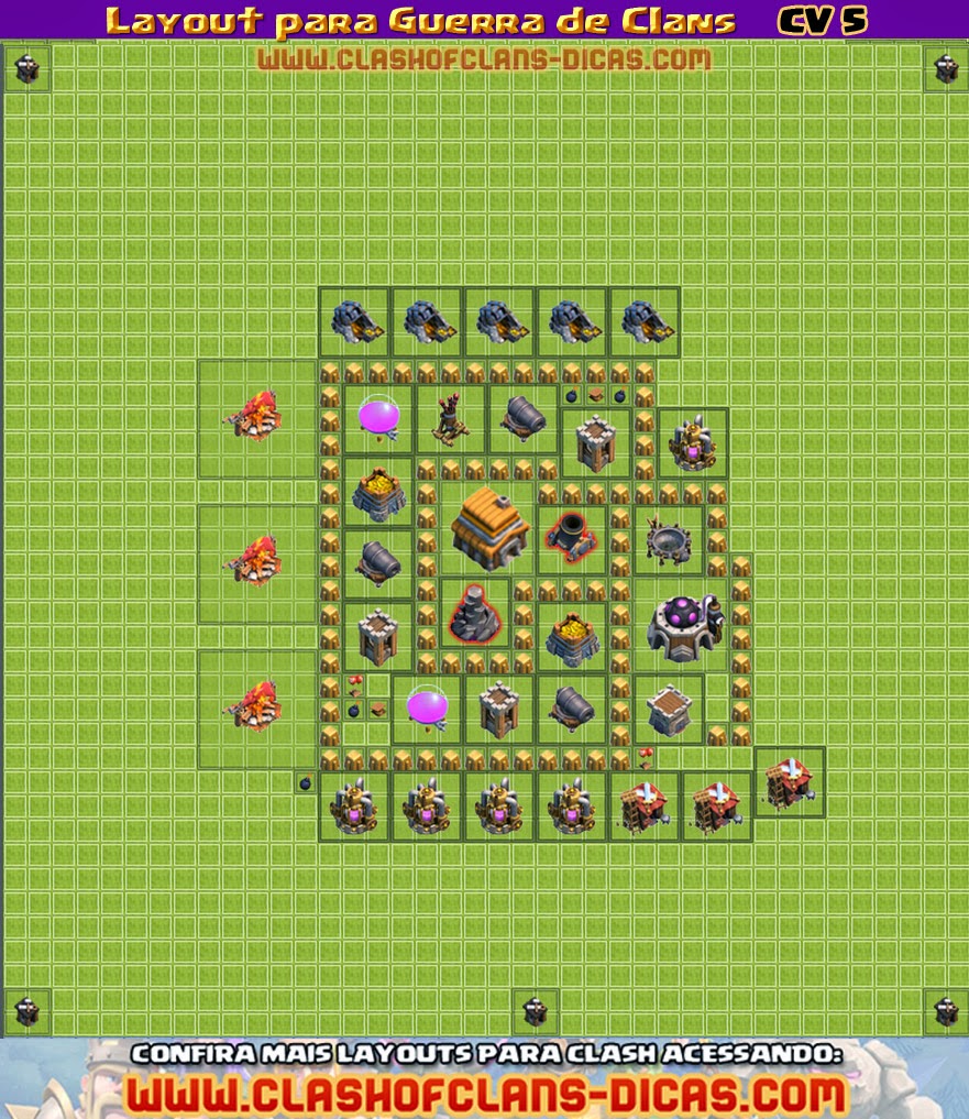Layout  CV 5 para Guerra de Clans - dicas