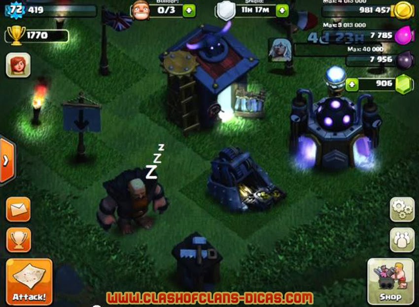 Ideia: Clans of Clans a noite...