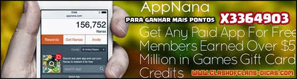 Appnana para ganhar Gemas Grátis em Clash of Clans