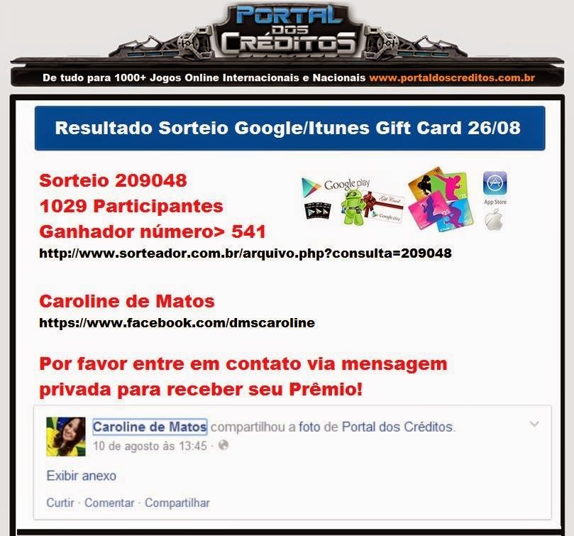 Resultado do Sorteio de 1.200 Gemas para Clash of Clans