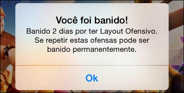 BAN Temporário em clash of clans por layout ofensivo