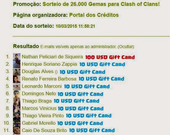 Sorteio de 26.000 Gemas grátis para Clash of Clans