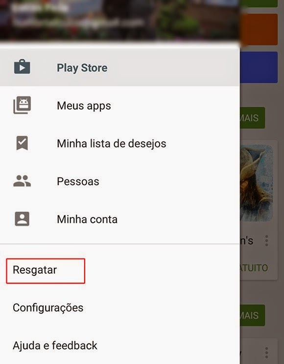 Resgatar gift card google play