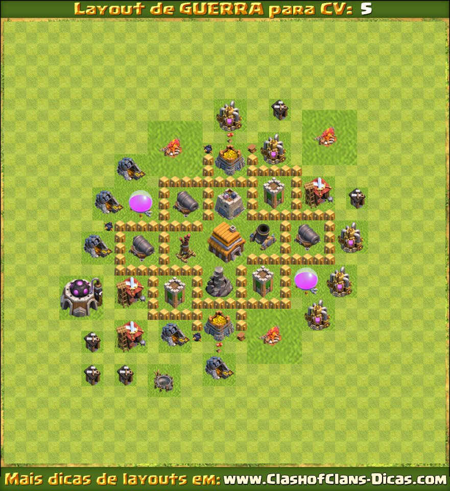 Town Hall 5 Clan War Clash of Clans - TH5 Layout war