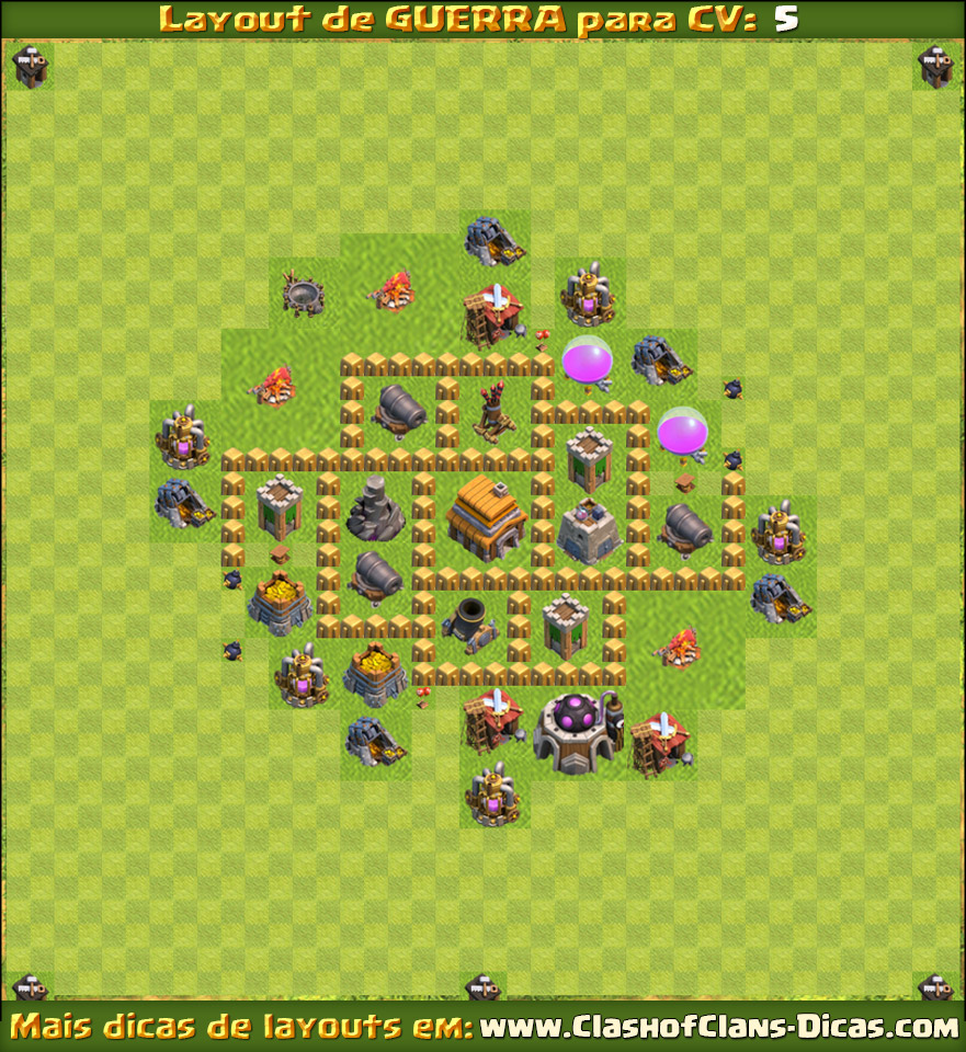 Town Hall 5 Clan War Clash of Clans - TH5 Layout war