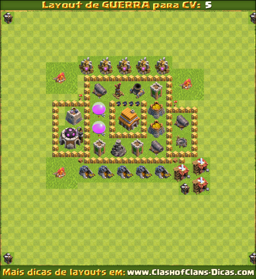 Town Hall 5 Clan War Clash of Clans - TH5 Layout war