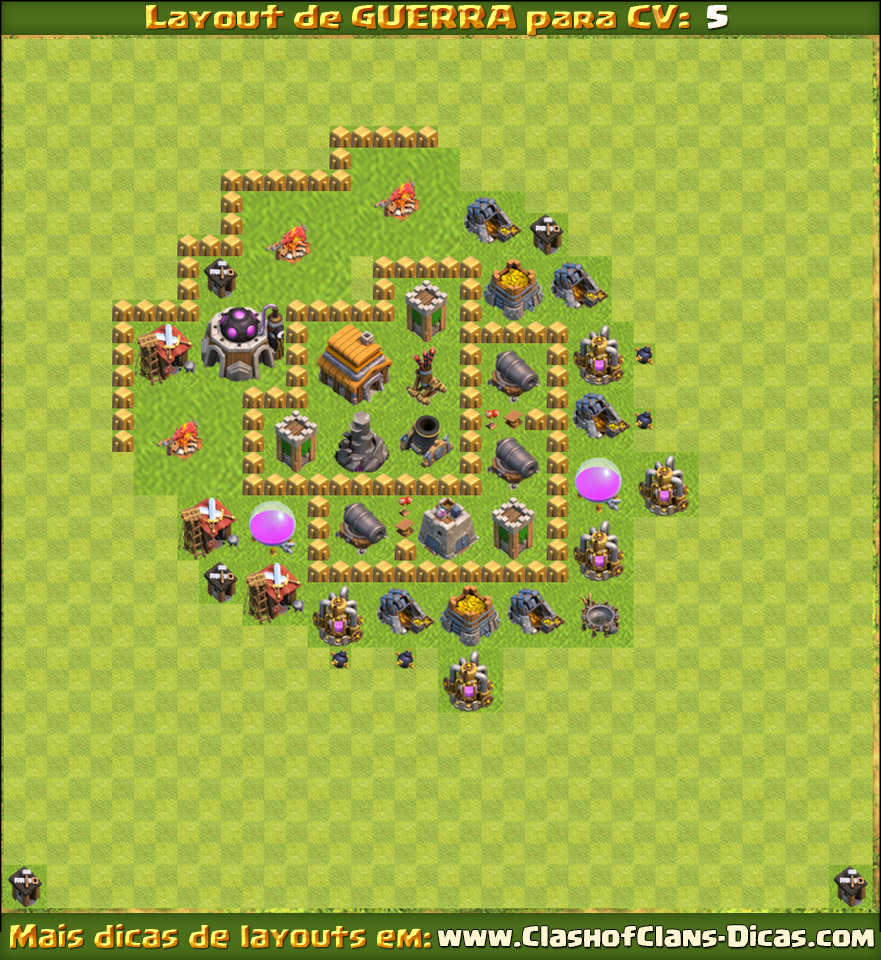 Town Hall 5 Clan War Clash of Clans - TH5 Layout war