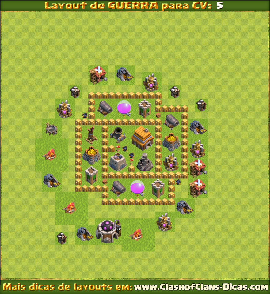 Town Hall 5 Clan War Clash of Clans - TH5 Layout war