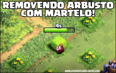 Construtor removendo arbusto com martelo