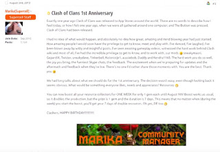 Anúncios evento aceleração uma gema no aniversário de 1 ano Clash of Clans