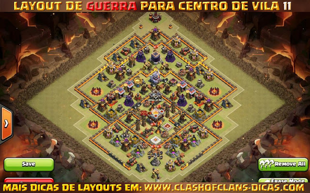 Layouts Centro de Vila 11 em Guerra - Town Hall 11 war layout