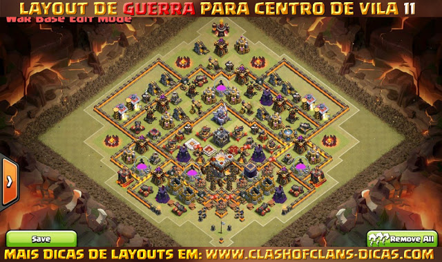 Layouts Centro de Vila 11 em Guerra - Town Hall 11 war layout