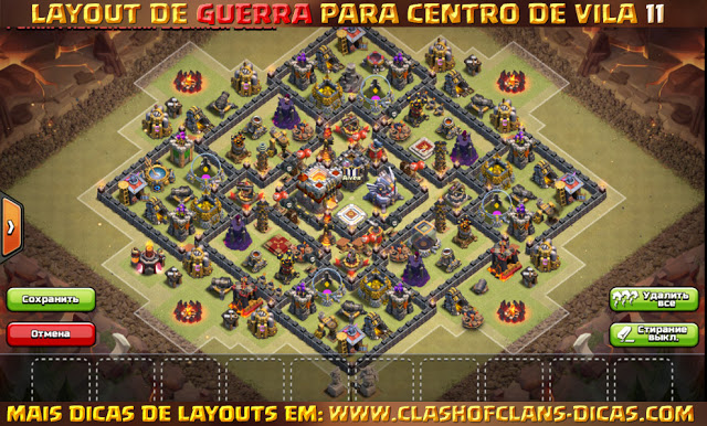 Layouts Centro de Vila 11 em Guerra - Town Hall 11 war layout