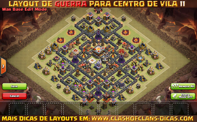 Layouts Centro de Vila 11 em Guerra - Town Hall 11 war layout