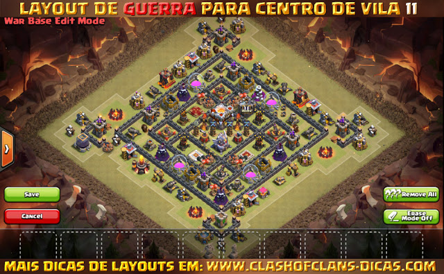 Melhores layouts de Centro de Vila 11 em Guerra - Town Hall 11 war layout