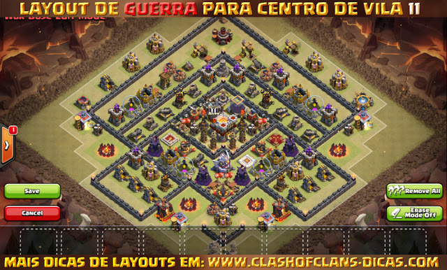 Layouts Centro de Vila 11 em Guerra - Town Hall 11 war layout