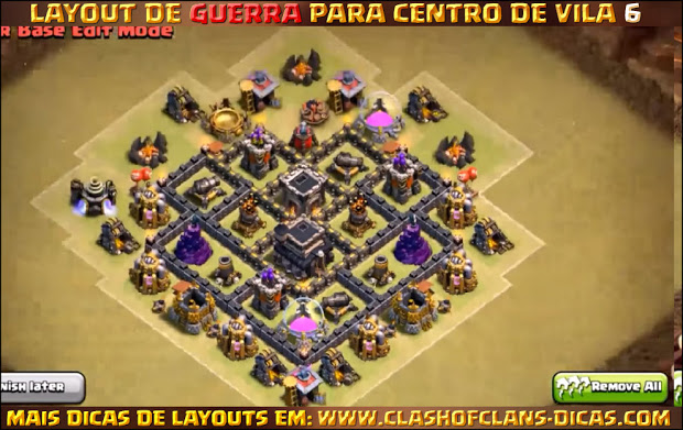 Layout de Centro de Vila 6 para Guerra - Town Hall 6 War Layout