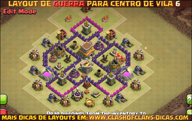 Layout de Centro de Vila 6 para Guerra - Town Hall 6 War Layout