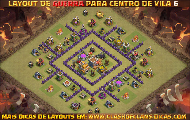 Layout de Centro de Vila 6 para Guerra - Town Hall 6 War Layout