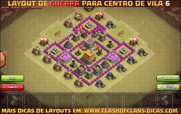 Layout de Centro de Vila 6 para Guerra - Town Hall 6 War Layout