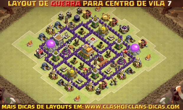 Dicas de Layouts Clash of Clans - TH7 War Base