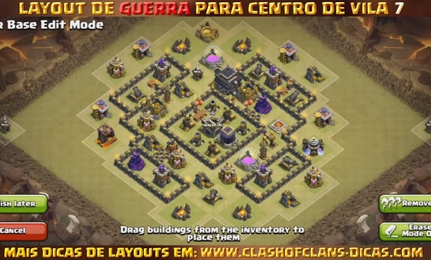 Dicas de Layouts Clash of Clans - TH7 War Base