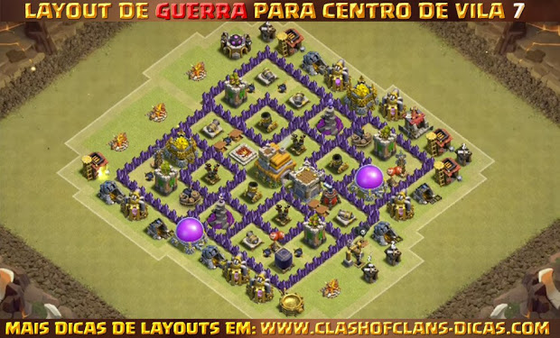 Dicas de Layouts Clash of Clans - TH7 War Base