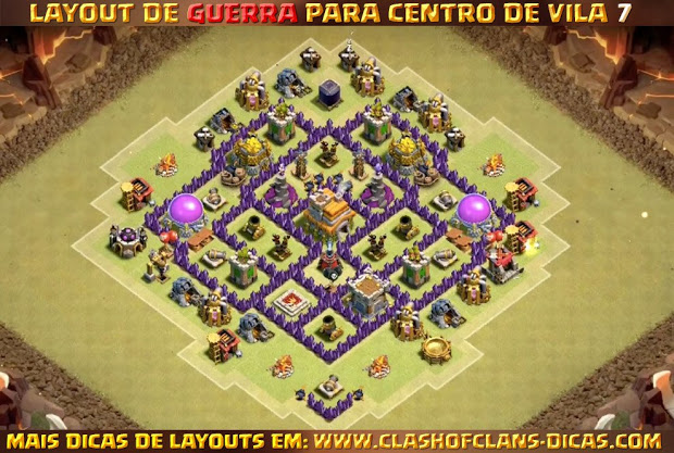 Dicas de Layouts Clash of Clans - TH7 War Base