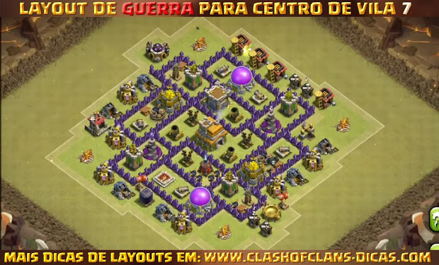 Dicas de Layouts Clash of Clans - TH7 War Base
