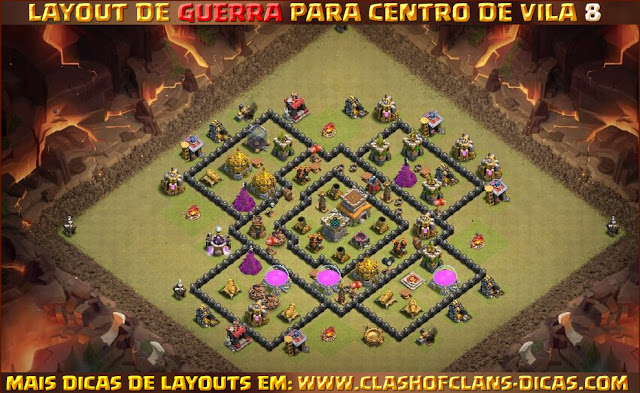 Layout Town Hall 8 with Bomb Tower