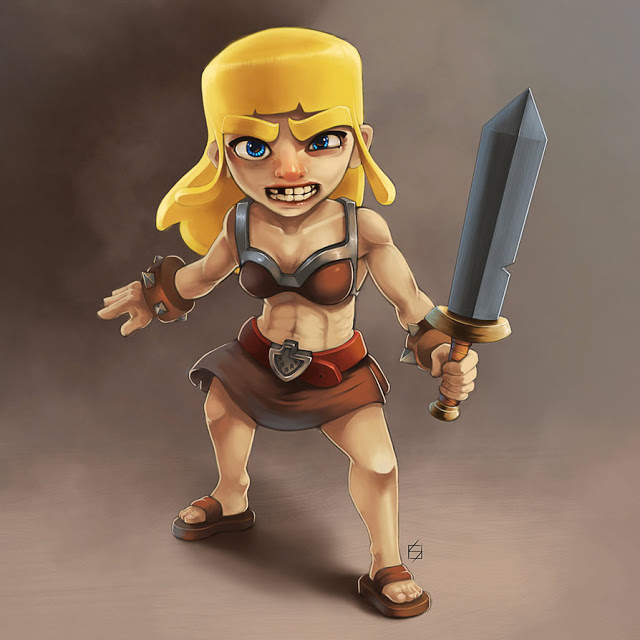 Versão feminina do Bárbaro do Clash of Clans