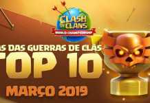 TOP 10 Clãs nas Ligas de Guerras de Clãs – Março/2019