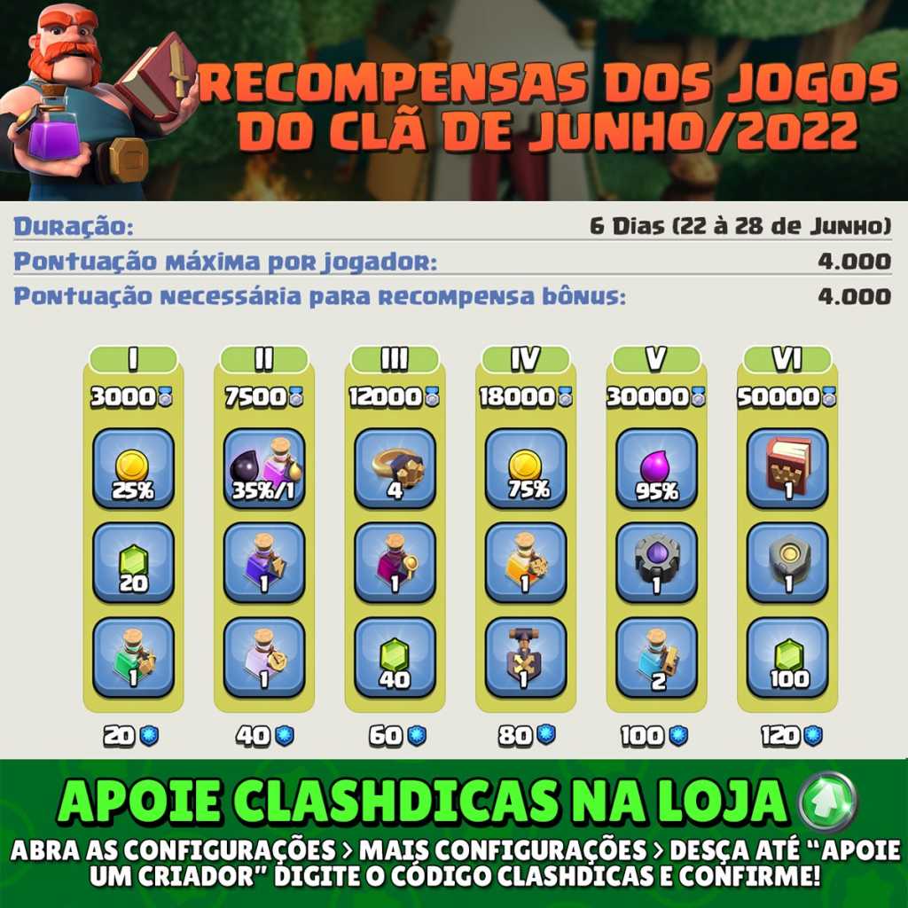 Recompensas dos Jogos do Clã de Junho