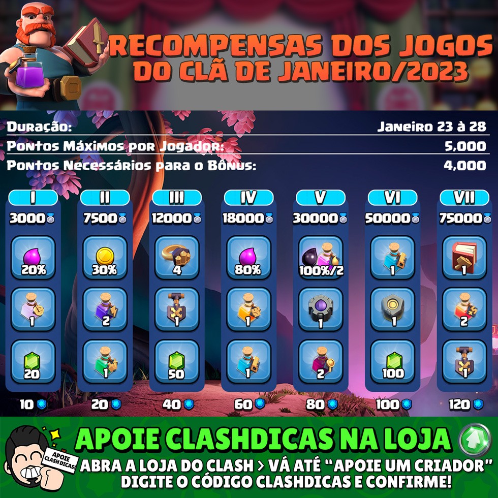 Recompensas dos Jogos do Clã – 23 à 29 de Junho/2020 - Clash of