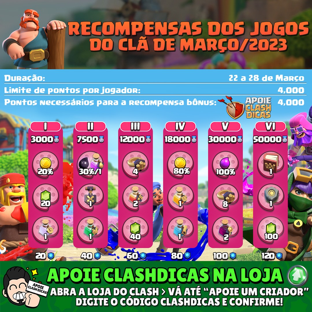 PRÓXIMAS RECOMPENSAS JOGOS DO CLÃ DE NOVEMBRO 2022 - CLASH OF