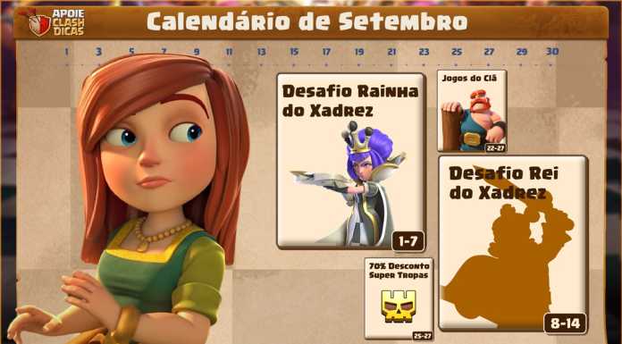 Calendário de Setembro: Xadrez Clash com Desafios Especiais, Skins Temáticas e Mais Viva uma Temporada do Xadrez Clash