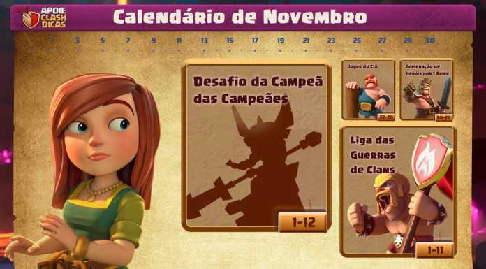 Calendário de Novembro: O mês da Campeã das Campeãs