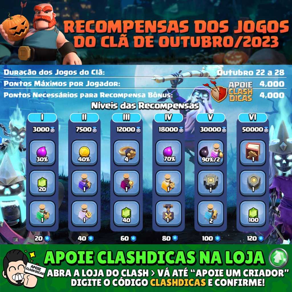 Recompensas dos Jogos do Clã de Halloween