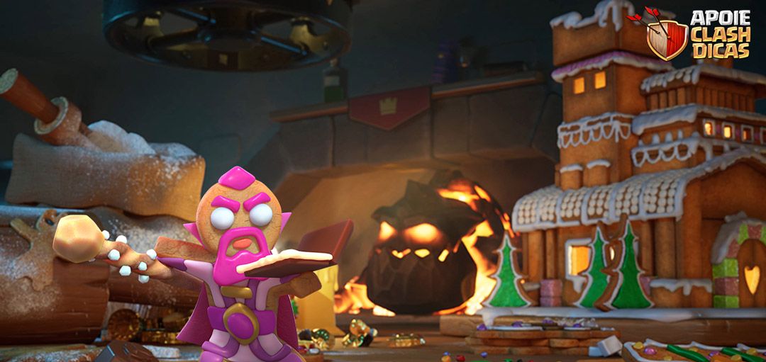 Evento Cookies Caóticos: Consiga a Skin do Rei de Biscoito, Equipamento  Épico e Tropas Temáticas de Natal - Clash of Clans Dicas