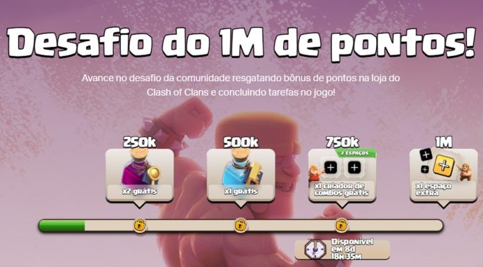 Desafio do 1 Milhão de Pontos na Supercell Store de Clash of Clans – Pegue Itens Mágicos Grátis! Desafio do 1 Milhão de Pontos: Itens Grátis no Clash!