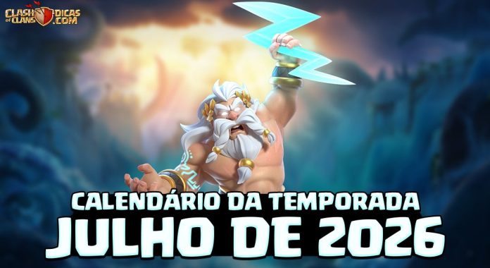 Calendário de Eventos de Julho 2026 no Clash of Clans: temporada Mitologia