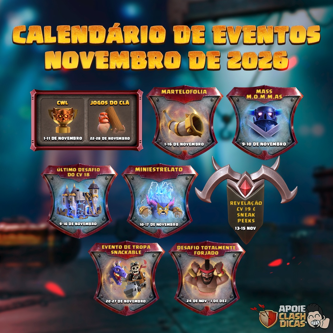 Eventos de Novembro de 2026 Eventos novembro de 2026 no Clash of Clans