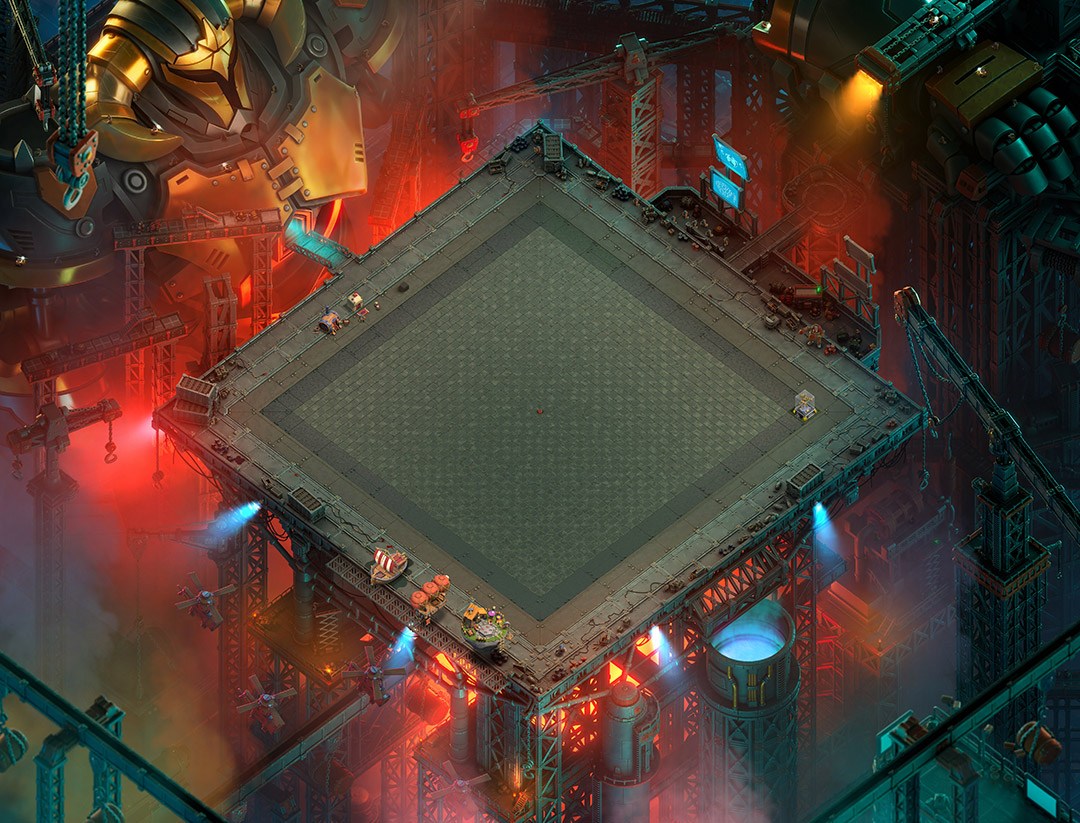 Paisagem Forja dos Titãs de Clash of Clans Paisagem Forja dos Titãs com temática de fundição e fabricação de heróis mecânicos