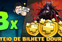 Sorteio! 🎫 3x Bilhetes Dourados da Maldição Cósmica — Participe Sorteio de Bilhetes Dourados no Clash